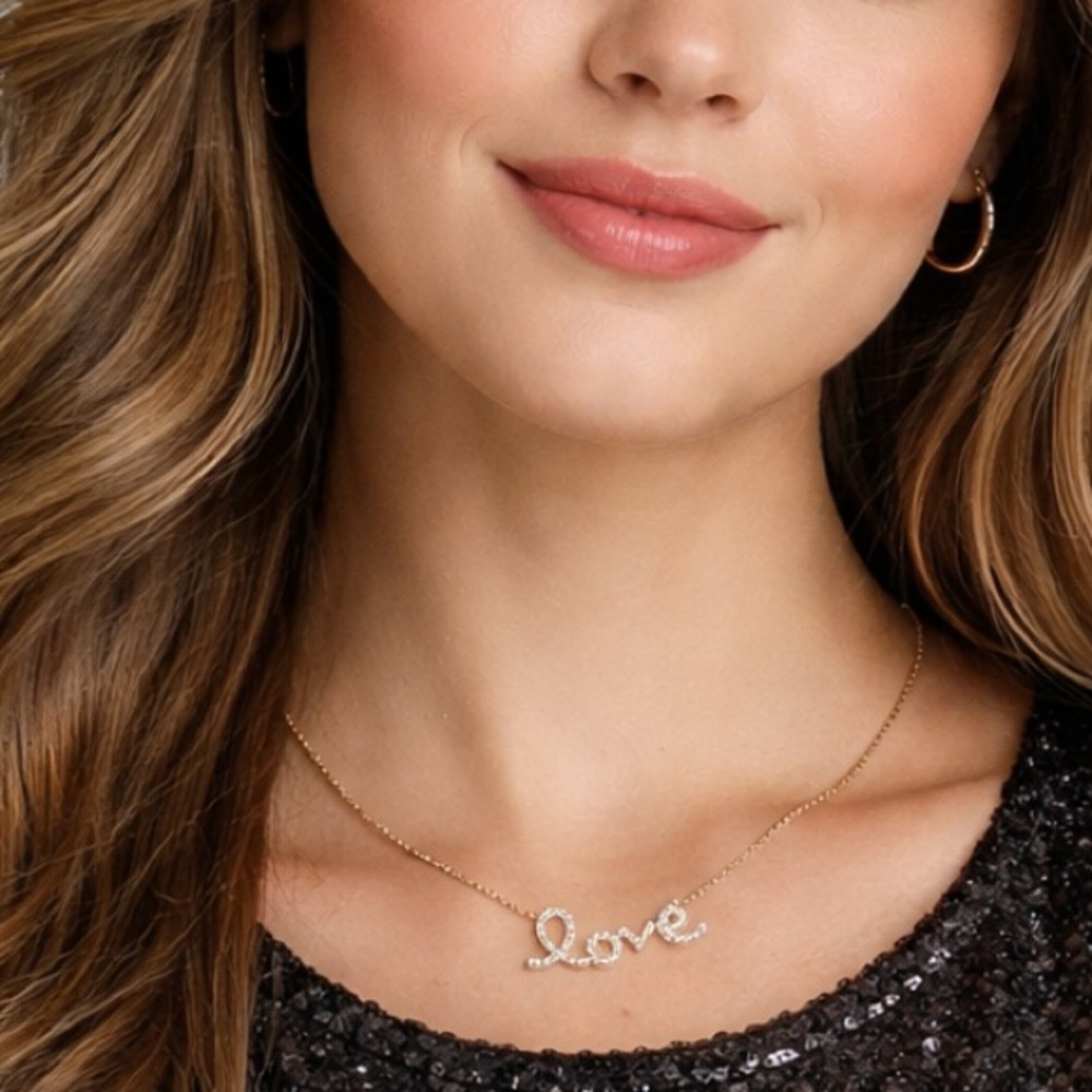 Natural Diamond Love Necklace